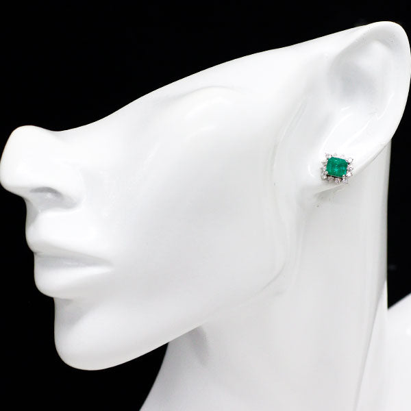 Pt900 エメラルド ダイヤモンド ピアス 1.88ct D0.45ct