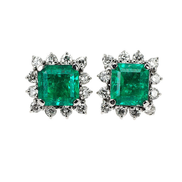 Pt900 エメラルド ダイヤモンド ピアス 1.88ct D0.45ct
