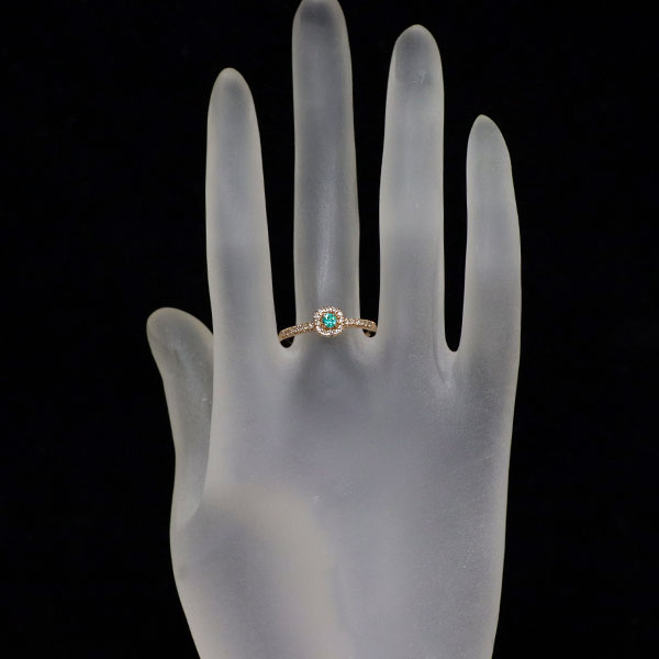 K18PG ブラジル産 パライバ トルマリン ダイヤモンド リング 0.09ct D0.125ct 希少
