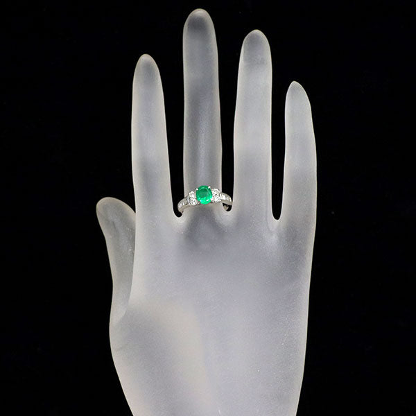 Pt900 エメラルド ダイヤモンド リング 0.79ct D0.45ct