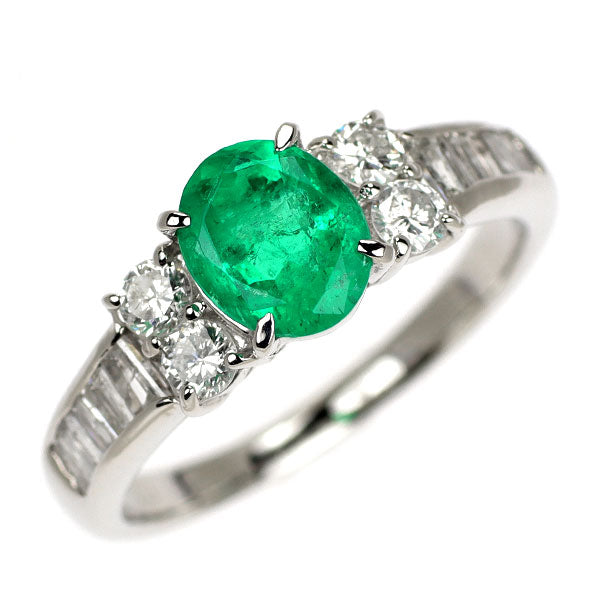 Pt900 エメラルド ダイヤモンド リング 0.79ct D0.45ct