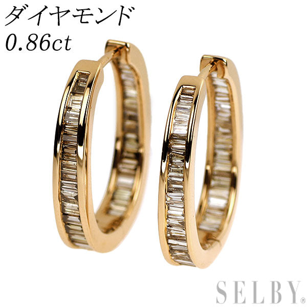 K18PG ダイヤモンド フープ ピアス 0.86ct