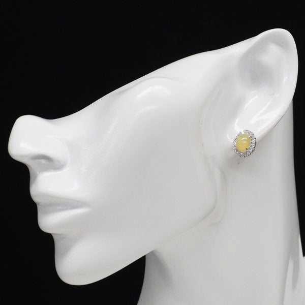 Pt900 オパール ダイヤモンド ピアス 1.75ct D0.46ct