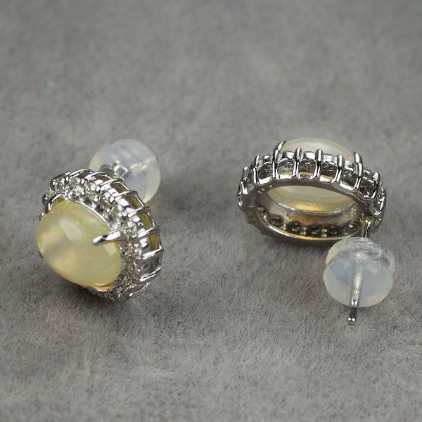 Pt900 オパール ダイヤモンド ピアス 1.75ct D0.46ct