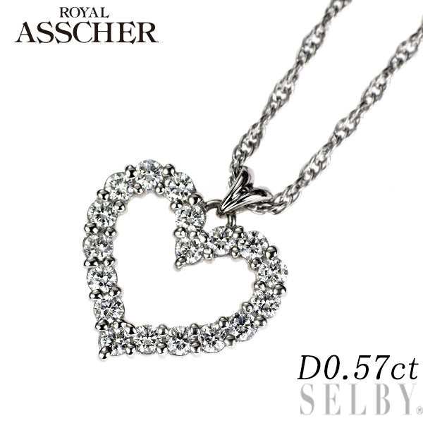 ロイヤルアッシャー Pt900/ Pt850 ダイヤモンド ペンダントネックレス 0.57ct ハート