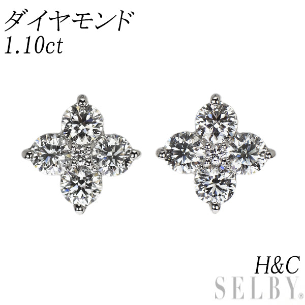 Pt900 H&C ダイヤモンド ピアス 1.10ct フラワー