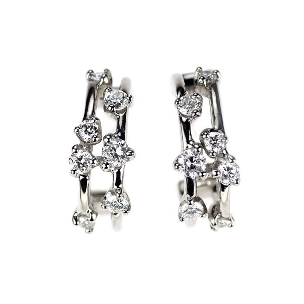 スタージュエリー Pt950/ Pt900 ダイヤモンド フープ ピアス 0.28ct キャッチ社外