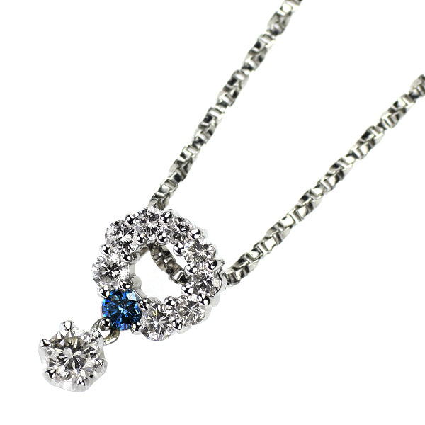 Pt900/ Pt850 トリートブルーダイヤモンド ペンダントネックレス 0.07ct D0.45ct