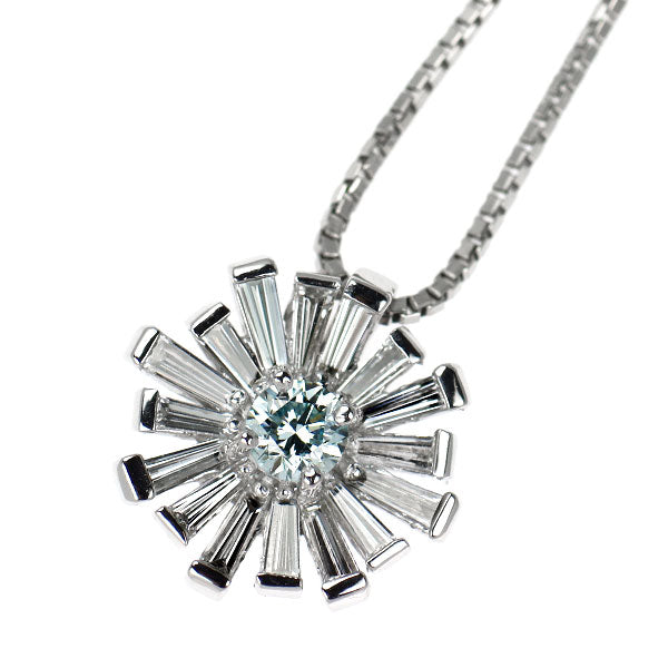 Pt900/ Pt850 アイスブルー/カラーレス ダイヤモンド ペンダントネックレス 0.47ct