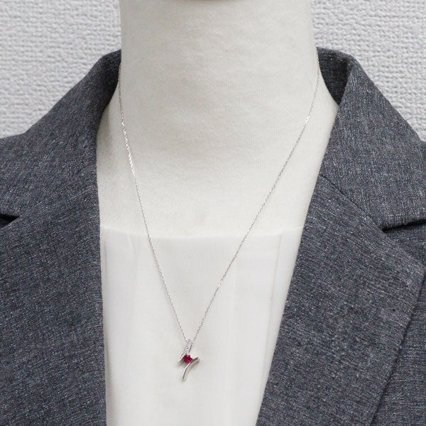 K18WG ルビー ダイヤモンド ペンダントネックレス 0.246ct D0.04ct