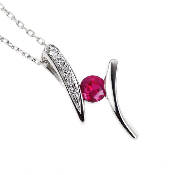 K18WG ルビー ダイヤモンド ペンダントネックレス 0.246ct D0.04ct