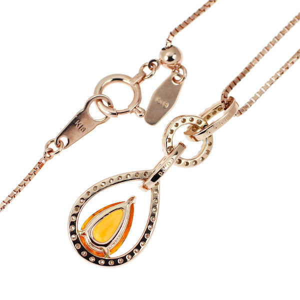 K18PG スペサルティンガーネット ダイヤモンド ペンダントネックレス 0.90ct D0.20ct