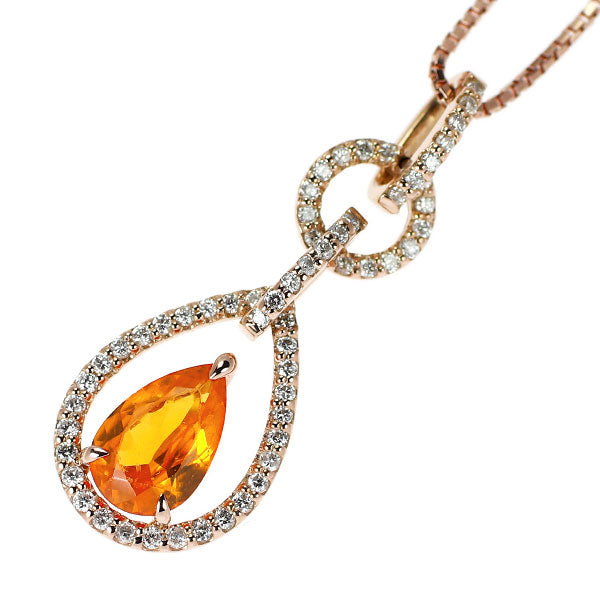 K18PG スペサルティンガーネット ダイヤモンド ペンダントネックレス 0.90ct D0.20ct