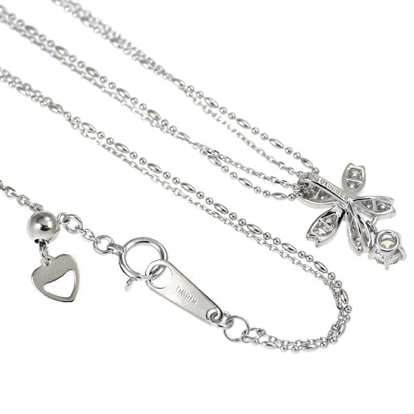 K18WG さくらカット ダイヤモンド ペンダントネックレス 0.198ct D0.24ct 2連 フラワー