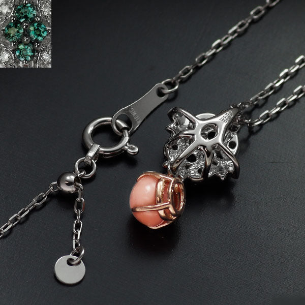 希少 K18WG/PG コンクパール アレキサンドライト ダイヤ ペンダントネックレス 0.78ct A0.10ct D0.02ct
