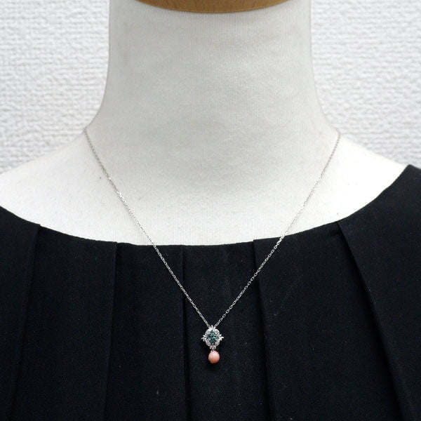 希少 K18WG/PG コンクパール アレキサンドライト ダイヤ ペンダントネックレス 0.78ct A0.10ct D0.02ct
