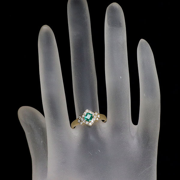 K18YG エメラルド ダイヤモンド リング 0.34ct D0.34ct