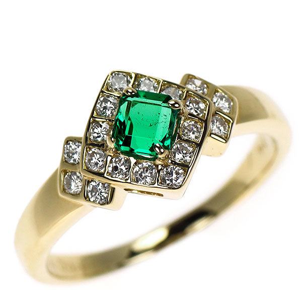 K18YG エメラルド ダイヤモンド リング 0.34ct D0.34ct
