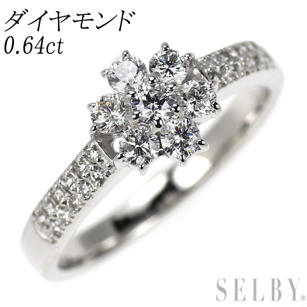 K18WG ダイヤモンド リング 0.64ct フラワー