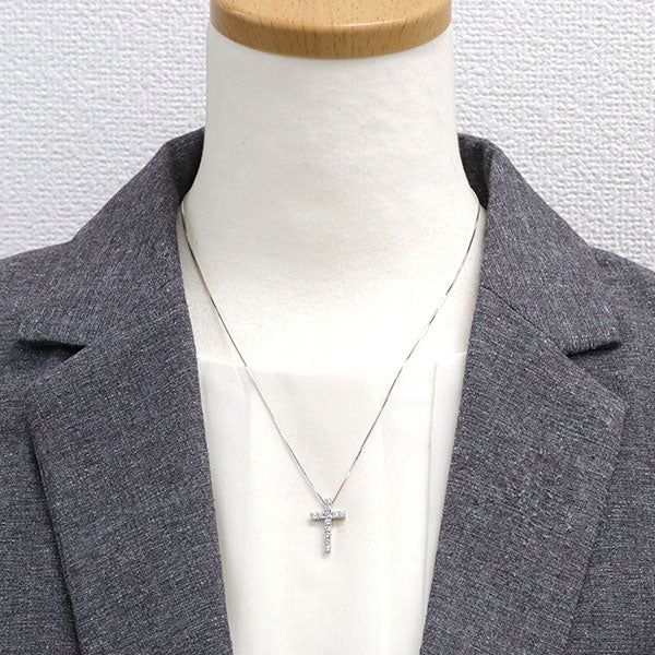 K18WG H&C ダイヤモンド ペンダントネックレス 0.50ct クロス