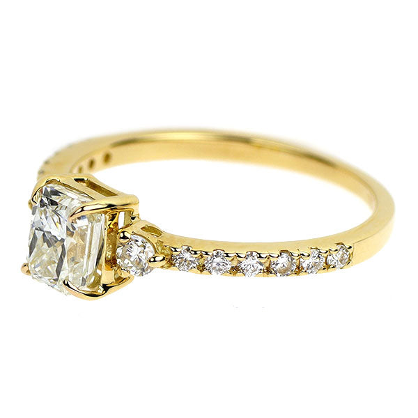 K18YG ダイヤモンド リング 1.008ct F SI1 D0.30ct