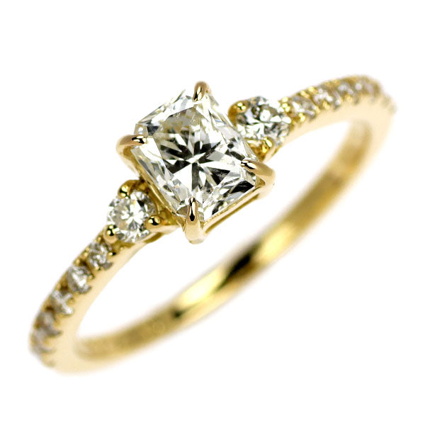 K18YG ダイヤモンド リング 1.008ct F SI1 D0.30ct