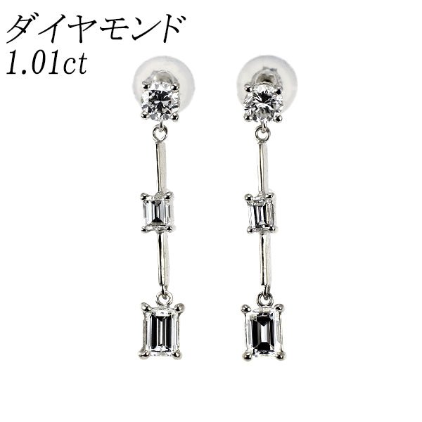 K18WG ダイヤモンド ピアス 1.01ct
