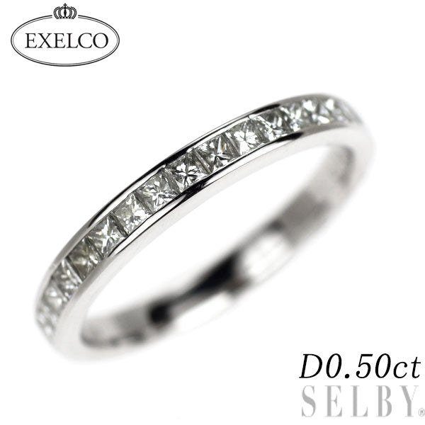エクセルコ Pt900 プリンセスカット ダイヤモンド リング 0.50ct