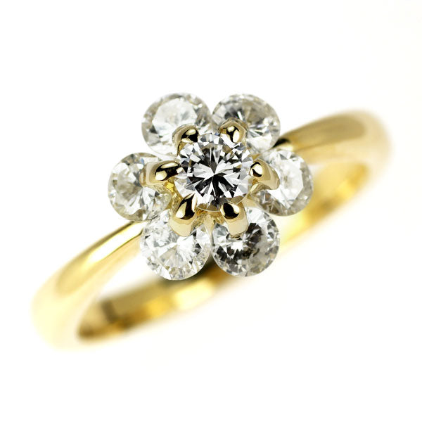 K18YG ダイヤモンド リング 1.00ct フラワー