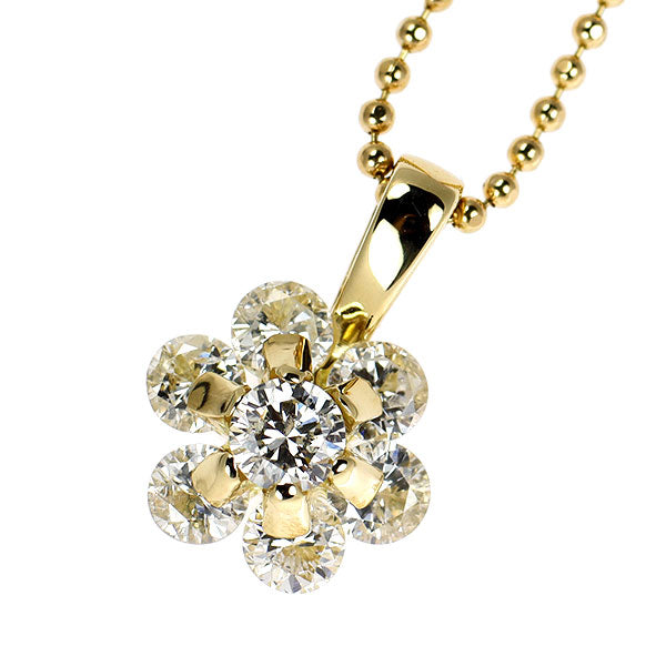 K18YG ダイヤモンド ペンダントネックレス 1.00ct フラワー