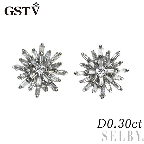 GSTV K18WG ダイヤモンド ピアス 0.30ct フラワー