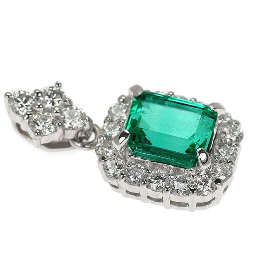 Pt900 エメラルド ダイヤモンド ペンダントトップ 1.32ct D0.63ct