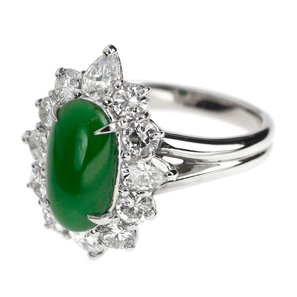 Pt900 翡翠 ダイヤモンド リング 3.480ct D2.35ct