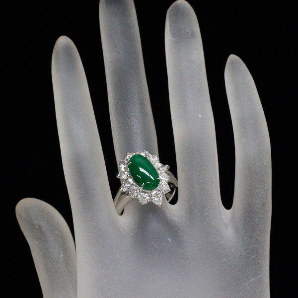 Pt900 翡翠 ダイヤモンド リング 3.480ct D2.35ct