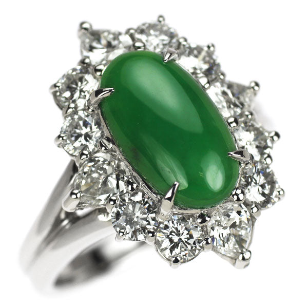 Pt900 翡翠 ダイヤモンド リング 3.480ct D2.35ct