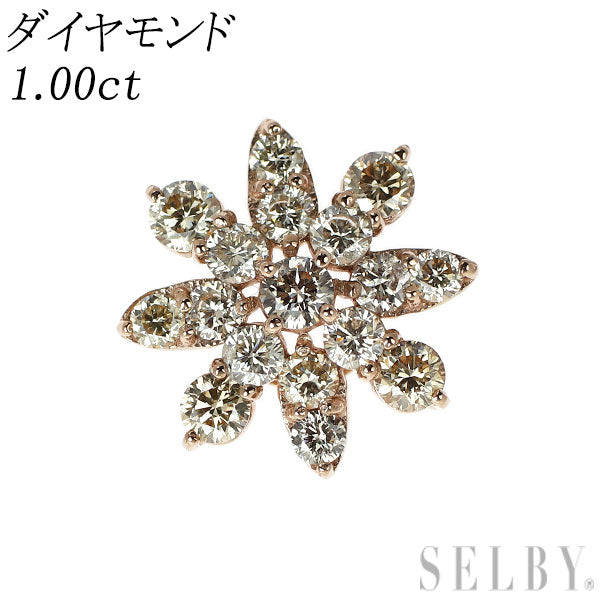 K18PG ダイヤモンド ペンダントトップ 1.00ct フラワー