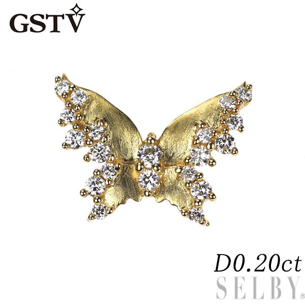 GSTV K18YG ダイヤモンド ピアス 0.20ct 片耳のみ シングルピアス 蝶