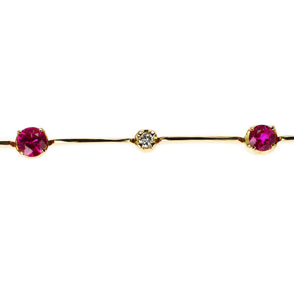 K18YG ルビー ダイヤモンド ブレスレット 1.30ct D0.12ct