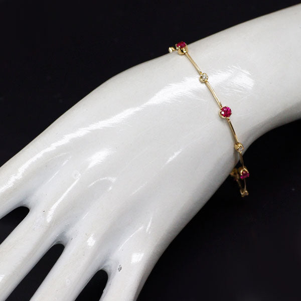 K18YG ルビー ダイヤモンド ブレスレット 1.30ct D0.12ct