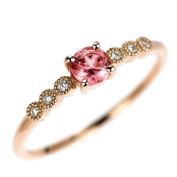 希少 K18PG アメリカコロラド産 ロードクロサイト ダイヤモンド リング 0.28ct D0.03ct
