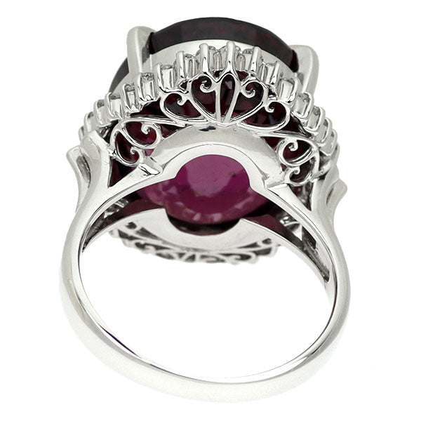Pt900 ロードライトガーネット ダイヤモンド リング 17.66ct D0.45ct