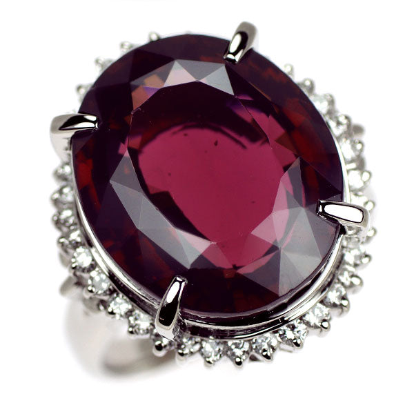 Pt900 ロードライトガーネット ダイヤモンド リング 17.66ct D0.45ct