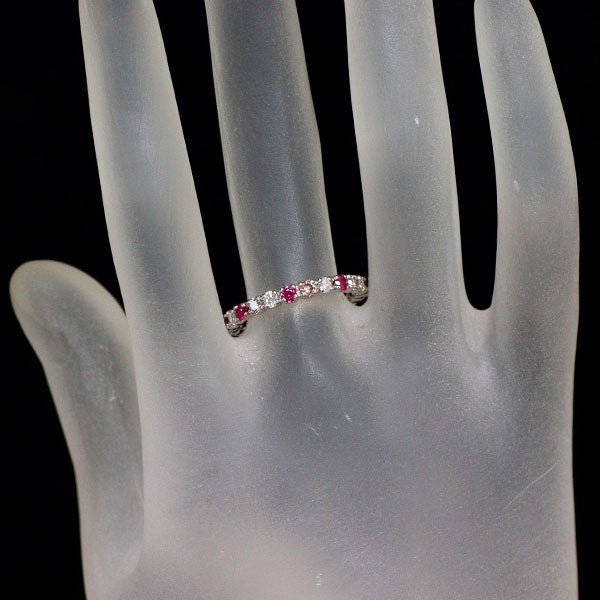 Pt900 ルビー 天然ピンク / カラーレス ダイヤモンド リング 0.51ct D0.527ct セミエタニティ