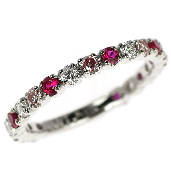 Pt900 ルビー 天然ピンク / カラーレス ダイヤモンド リング 0.51ct D0.527ct セミエタニティ