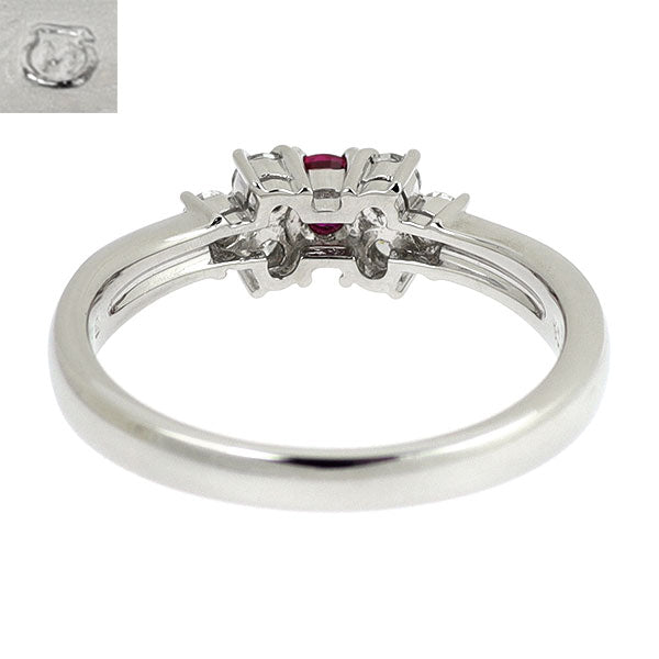 ミキモト Pt950 ルビー ダイヤモンド リング 0.14ct D0.17ct リボン