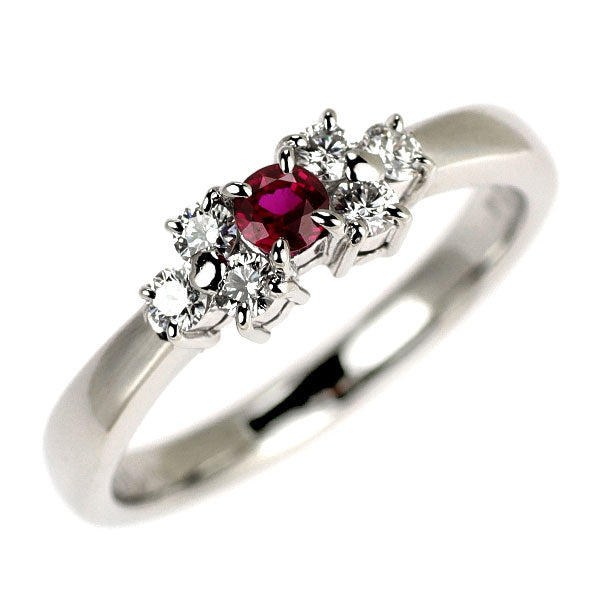 ミキモト Pt950 ルビー ダイヤモンド リング 0.14ct D0.17ct リボン