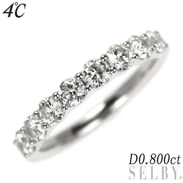 4℃ Pt950 ダイヤモンド リング 0.800ct ハーフエタニティ