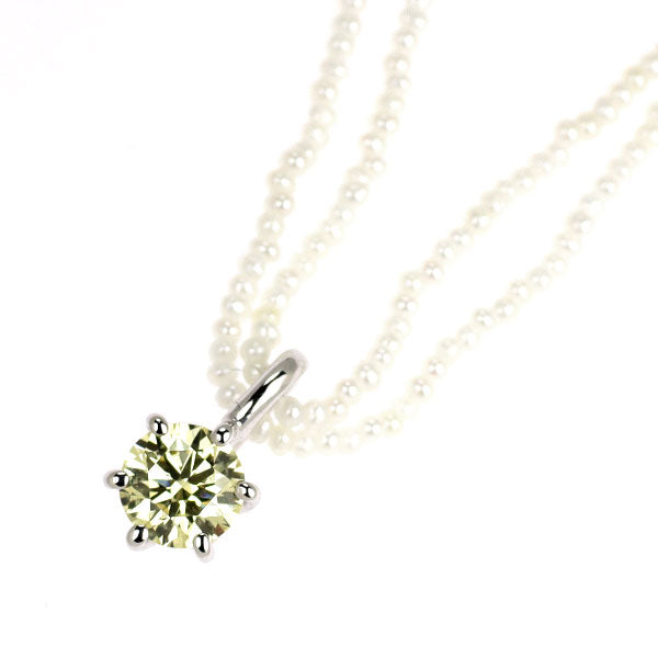 田崎真珠 K18WG ダイヤモンド ケシパール ペンダントネックレス 0.21ct 2連