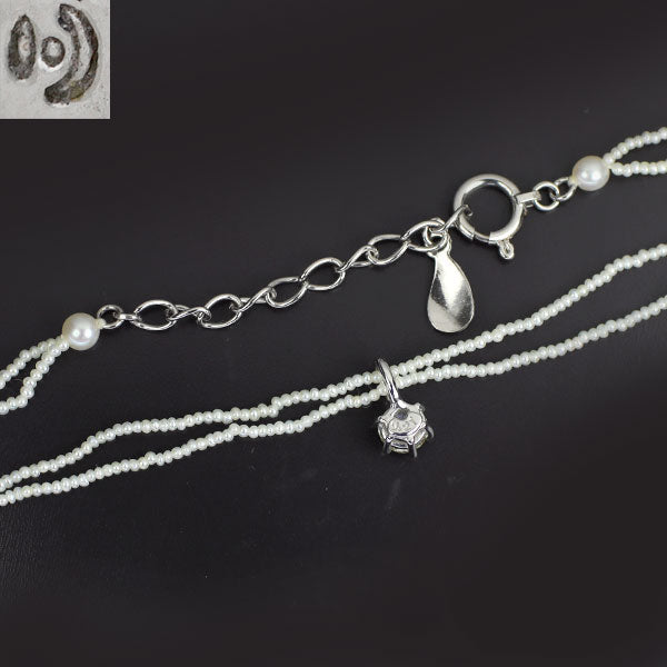 田崎真珠 K18WG ダイヤモンド ケシパール ペンダントネックレス 0.21ct 2連