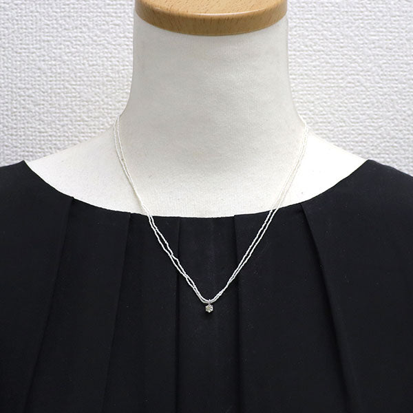 田崎真珠 K18WG ダイヤモンド ケシパール ペンダントネックレス 0.21ct 2連